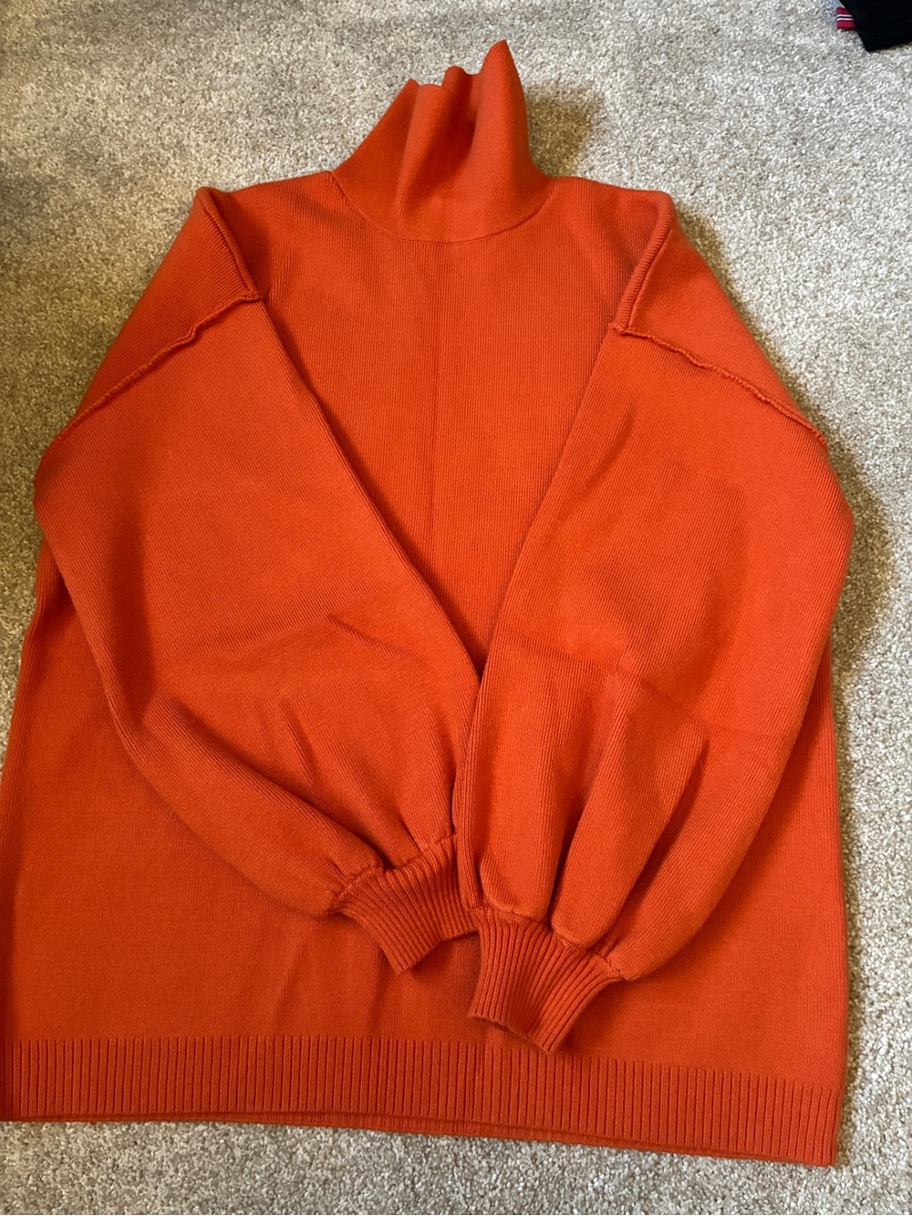 NWOT VICI Women's Orange Turtleneck Balloon-Sleeve Sweater